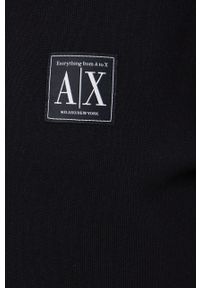 Armani Exchange bluza bawełniana damska kolor czarny z kapturem gładka. Okazja: na co dzień. Typ kołnierza: kaptur. Kolor: czarny. Materiał: bawełna. Wzór: gładki. Styl: casual