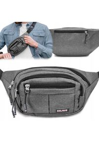 Męska Saszetka na Biodro (Nerka) - Pako Jeans - Szara. Kolor: szary. Materiał: poliester #2