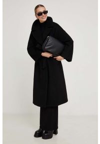Answear Lab płaszcz wełniany kolor czarny oversize. Kolor: czarny. Materiał: wełna. Styl: wakacyjny #6