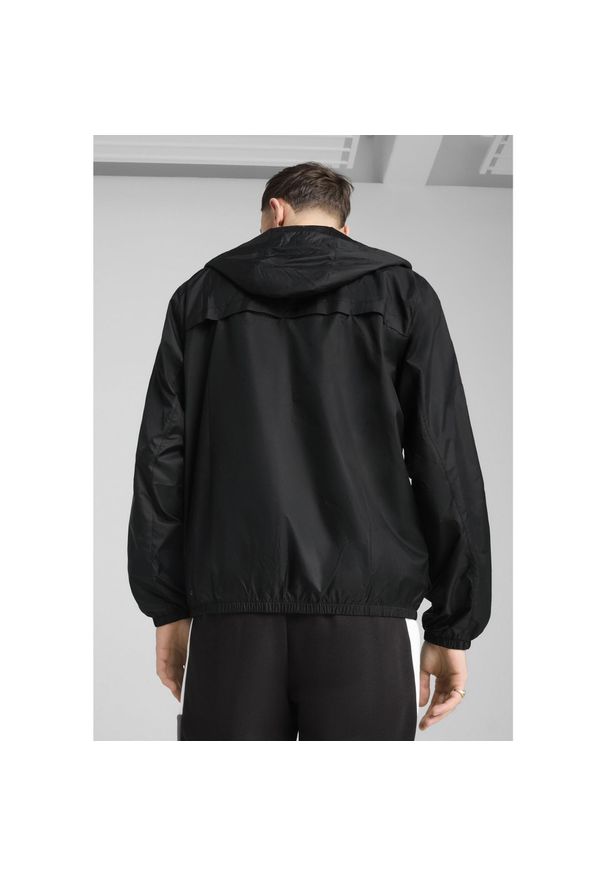 Puma - Męska Wiatrówka o standardowym kroju Essentials PUMA Black. Kolor: czarny. Materiał: guma. Wzór: nadruk