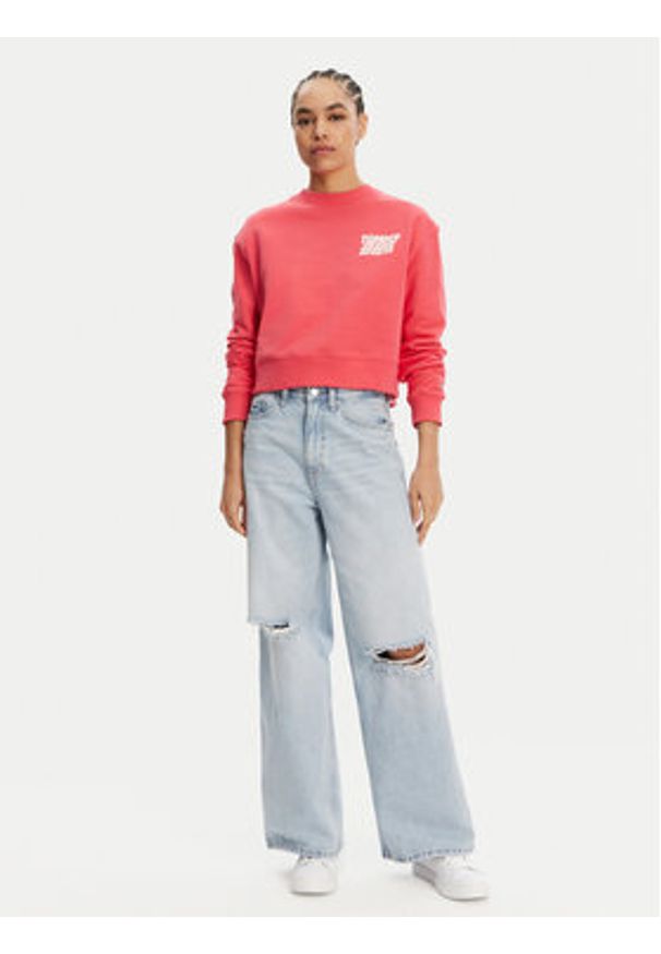Tommy Jeans Bluza DW0DW21345 Różowy Relaxed Fit. Kolor: różowy. Materiał: bawełna