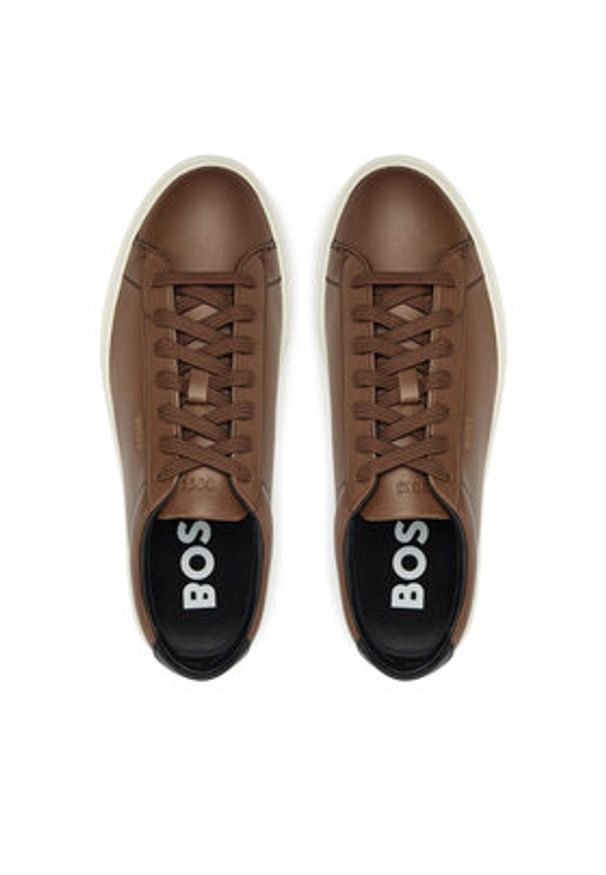 BOSS Sneakersy Kieran 50536480 Brązowy. Kolor: brązowy. Materiał: skóra