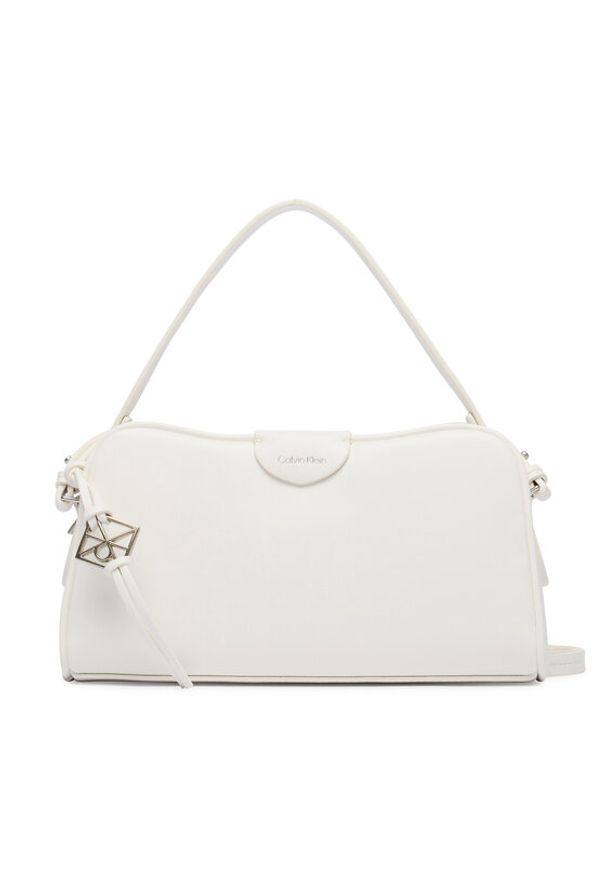 Calvin Klein Torebka Emblem Trio Top Handle Camera Ba LV04F3370G Biały. Kolor: biały. Materiał: skórzane