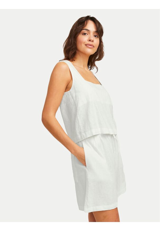 JJXX Top Breeze 12269734 Biały Relaxed Fit. Kolor: biały. Materiał: len