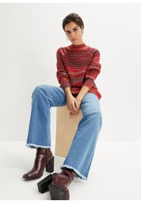 bonprix - Wygodny gruby sweter. Kolor: czerwony. Wzór: melanż #3