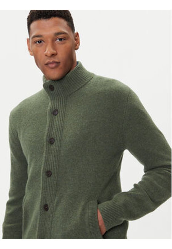 Barbour Kardigan Essential MKN0731OL51 Zielony Regular Fit. Kolor: zielony. Materiał: wełna