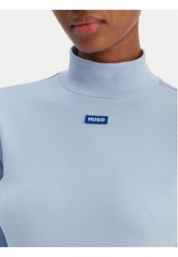 Hugo - HUGO Golf Easy 50525318 Błękitny Slim Fit. Typ kołnierza: golf. Kolor: niebieski. Materiał: bawełna #5