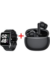 Smartwatch Bemi Zestaw Smartwatch Bemi KIX-M Czarny + Słuchawki BT Bemi Tutti Czarne. Rodzaj zegarka: smartwatch. Kolor: czarny