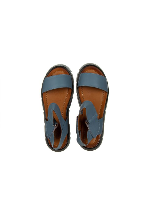 Sandały Bayla-161 037 19 011 Denim 161447, Niebieski. Skóra naturalna. Okazja: na co dzień. Zapięcie: rzepy. Kolor: niebieski. Materiał: skóra. Wzór: paski. Sezon: lato. Obcas: na platformie. Styl: casual