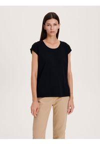 Reserved - T-shirt kimono - czarny. Kolor: czarny. Materiał: dzianina, bawełna #1