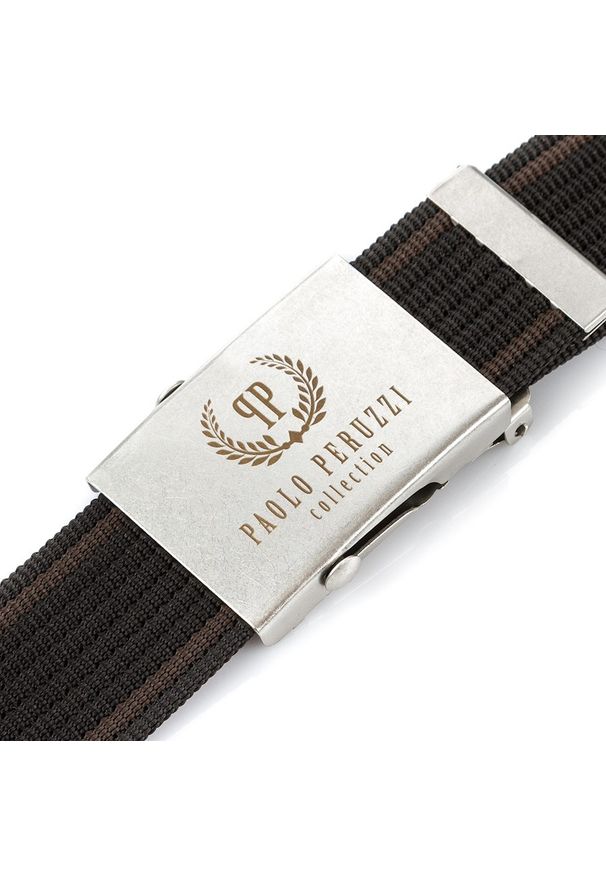 Pasek parciany PAOLO PERUZZI PW-04-105 CM brązowy. Kolor: brązowy. Materiał: materiał. Wzór: paski