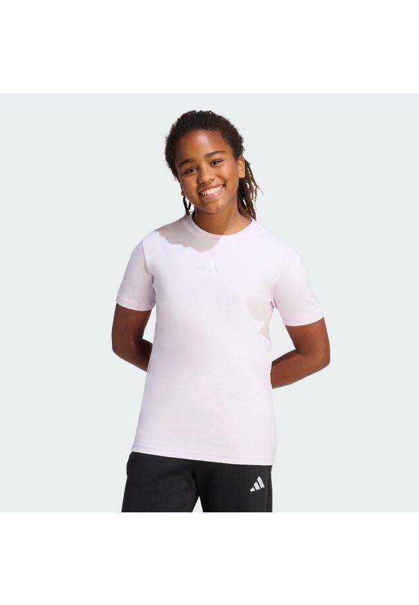 Adidas - Koszulka Essentials Kids. Kolor: fioletowy, biały, różowy, wielokolorowy. Materiał: materiał, bawełna. Sport: joga i pilates