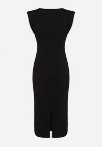 Born2be - Czarna Sukienka Bodycon z Prążkowanej Dzianiny z Rozcięciem Roleria. Okazja: na co dzień. Kolor: czarny. Materiał: dzianina, prążkowany. Długość rękawa: bez rękawów. Typ sukienki: bodycon. Styl: casual, elegancki #4