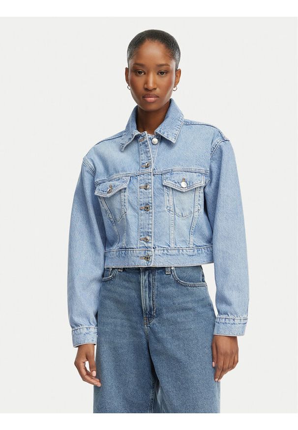 Hugo - HUGO Kurtka jeansowa Galatea 50557043 Niebieski jasny Regular Fit. Kolor: niebieski. Materiał: bawełna