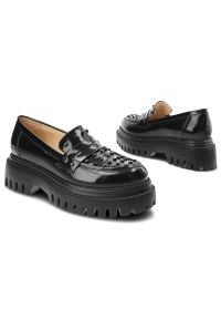 Czarne Półbuty Simen Modne Buty Damskie. Kolor: czarny. Materiał: skóra. Styl: rockowy, elegancki #4