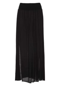 Długa spódnica z rozporkami bonprix czarny. Kolor: czarny. Długość: długie #1