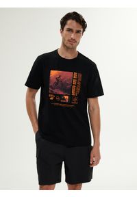 4f - 4F T-shirt relaxed z nadrukiem męski - czarny XL. Okazja: na co dzień. Kolor: czarny. Materiał: materiał, bawełna, dzianina. Wzór: nadruk. Styl: casual #1