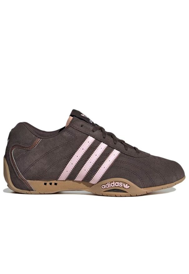 Adidas - Buty damskie adidas Originals Adiracer LO JR8867 - brązowe. Okazja: na uczelnię. Zapięcie: pasek. Kolor: brązowy. Materiał: zamsz, guma, skóra. Szerokość cholewki: normalna. Wzór: aplikacja, paski