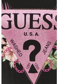 Guess longsleeve damski kolor czarny. Kolor: czarny. Materiał: dzianina. Długość rękawa: długi rękaw. Wzór: nadruk #2