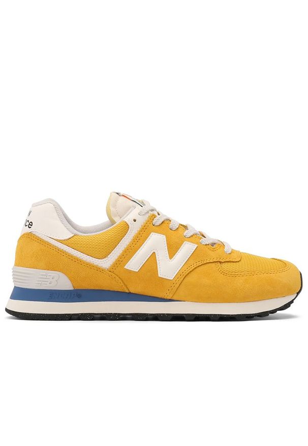 Buty New Balance U574VPY - żółte. Kolor: żółty. Materiał: guma, skóra, syntetyk, materiał, zamsz. Szerokość cholewki: normalna. Model: New Balance 574