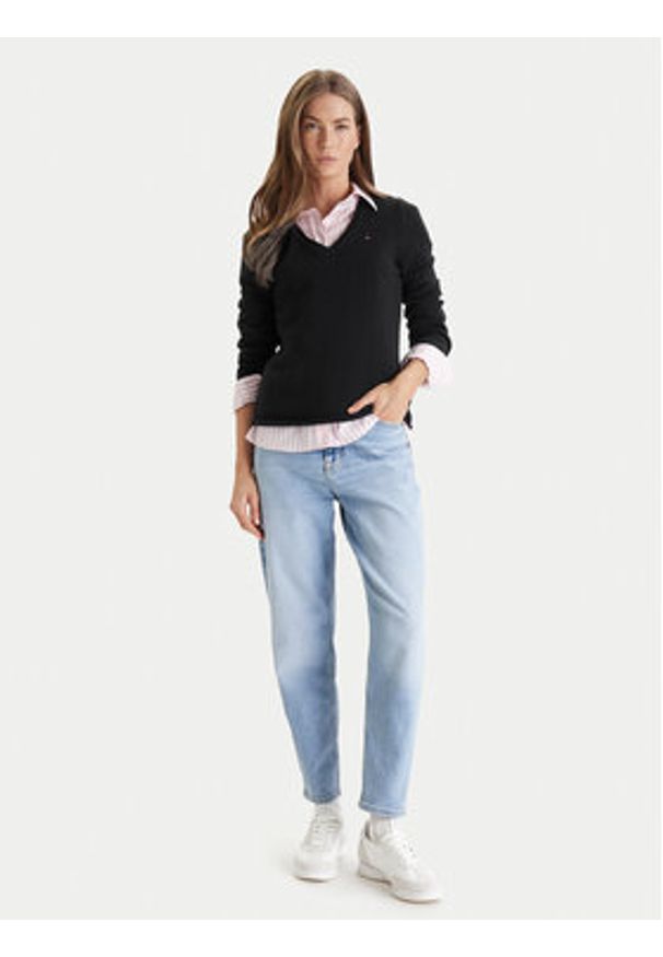 TOMMY HILFIGER - Tommy Hilfiger Sweter WW0WW43505 Czarny Regular Fit. Kolor: czarny. Materiał: wełna