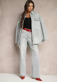 Renee - Czarny Bawełniany T-shirt Prążkowany z Guzikami Florvivi. Okazja: na co dzień. Kolor: czarny. Materiał: bawełna, prążkowany. Styl: elegancki, casual #4
