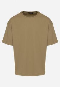 Born2be - Ciemnobeżowa Koszulka T-shirt Klasyczna Paliessa. Kolor: beżowy. Styl: klasyczny #4
