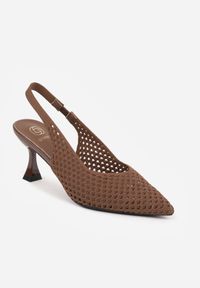 Born2be - Brązowe Szpilki Eleganckie z Ażurową Cholewką Amiphe. Okazja: do pracy, na co dzień, na spotkanie biznesowe. Kolor: brązowy. Szerokość cholewki: normalna. Wzór: ażurowy. Obcas: na szpilce. Styl: elegancki #8