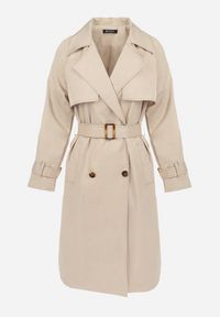 Born2be - Beżowy Płaszcz Długi Trencz z Paskiem Ozrage. Kolor: beżowy. Długość: długie. Sezon: wiosna, jesień. Styl: elegancki, sportowy #4