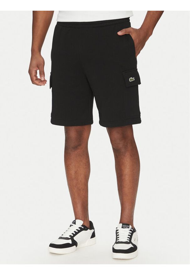 Lacoste Szorty sportowe GH9743 Czarny Regular Fit. Kolor: czarny. Materiał: bawełna. Styl: sportowy