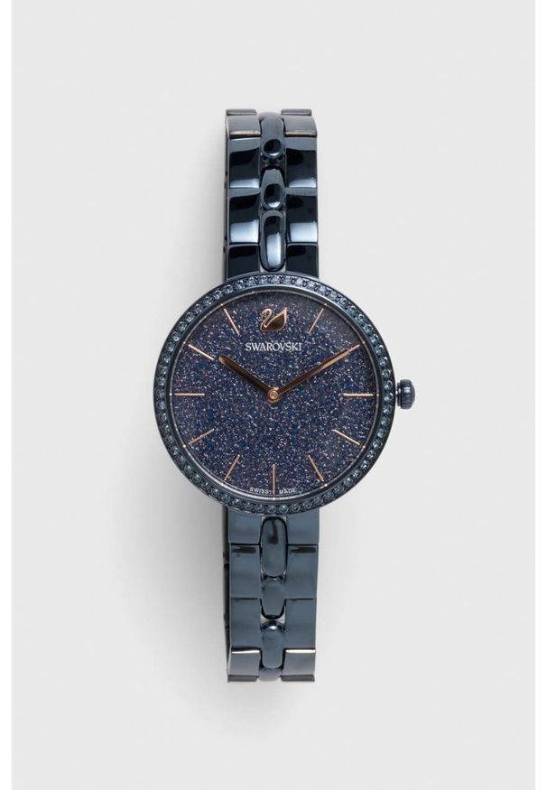 Swarovski zegarek damski kolor granatowy. Kolor: niebieski. Materiał: materiał