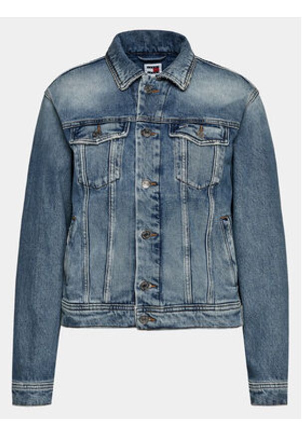 Tommy Jeans Kurtka jeansowa DW0DW16994 Niebieski Regular Fit. Kolor: niebieski. Materiał: bawełna