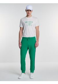 Big-Star - Spodnie męskie dresowe z lampasami zielone Smith 301/ Santo 301. Kolor: zielony. Materiał: dresówka. Wzór: nadruk