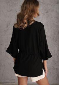 Renee - Czarna Koszula z Lnem Bawełną i Szerokimi Rękawami Moontwist. Okazja: na co dzień. Kolor: czarny. Materiał: bawełna, len. Styl: casual #2