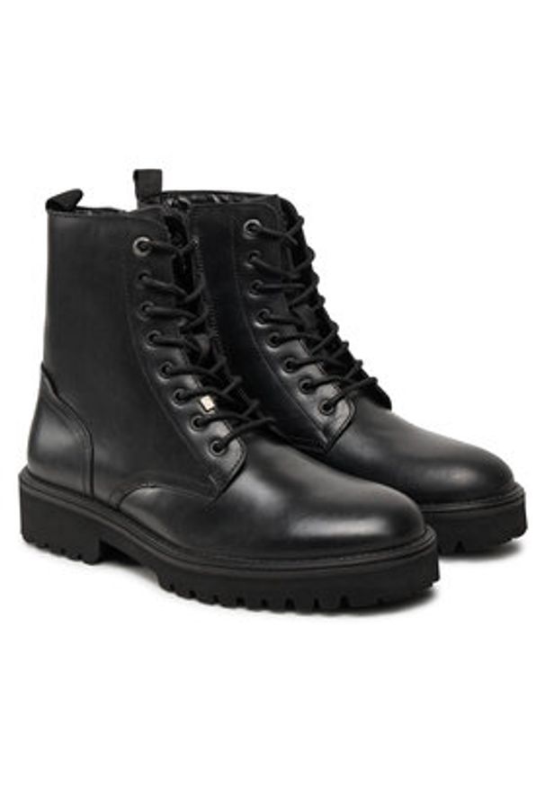 Pepe Jeans Trapery Durham Combat PMS50254 Czarny. Kolor: czarny. Materiał: skóra