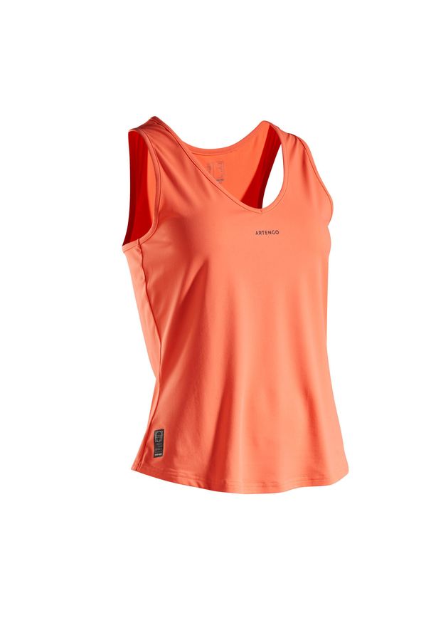 ARTENGO - Koszulka na ramiączka tenis TK dry 100 damska. Kolor: różowy, wielokolorowy, czerwony. Materiał: materiał, poliester, elastan. Długość rękawa: na ramiączkach. Długość: krótkie