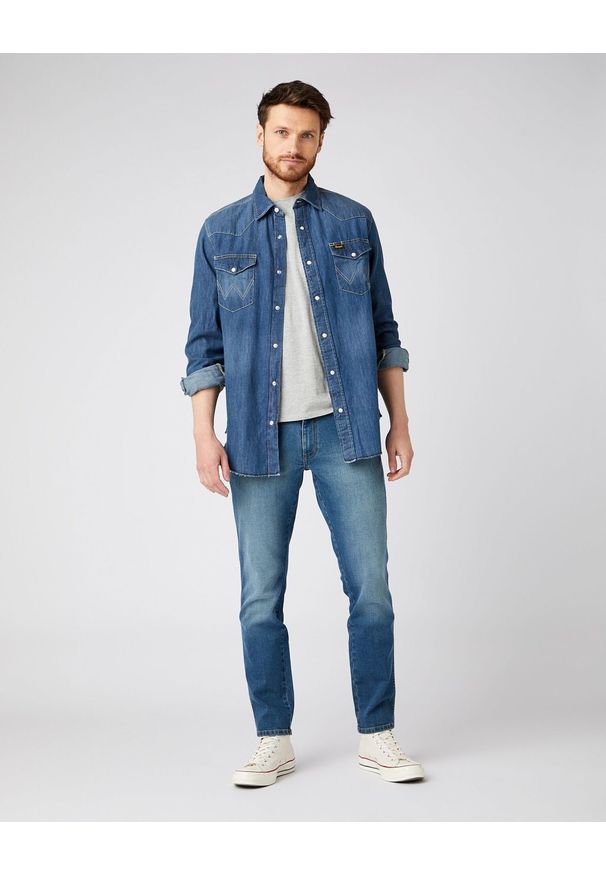 Wrangler - WRANGLER LS BIKER TEE MĘSKA KOSZULKA Z DŁUGIM RĘKAWEM MID GREY MEL W7K5D3X37 112141568. Długość rękawa: długi rękaw. Długość: długie