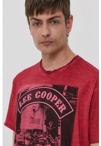 Lee Cooper - T-shirt. Okazja: na co dzień. Kolor: czerwony. Wzór: nadruk. Styl: casual #3